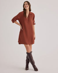 Bella Dahl Long Sleeve A Line Dress in Autumn Amber 