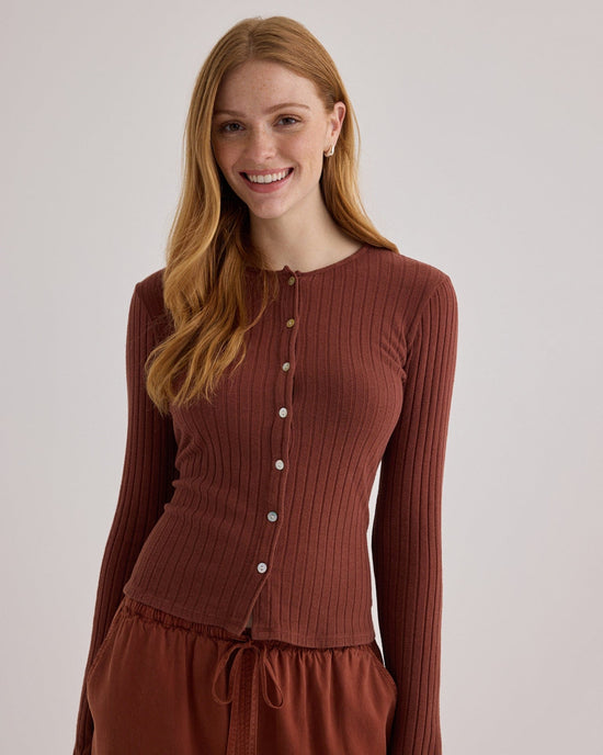 Bella Dahl Long Sleeve Cardigan Tee in Autumn Amber 