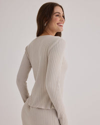 Bella Dahl Long Sleeve Cardigan Tee in Moon Stone 