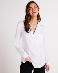 Bella Dahl Long Sleeve Pullover Tunic in White 