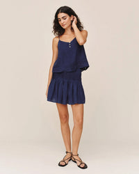 Bella Dahl Pintuck Mini Skirt in Nautical Night 2 - Bliss Boutiques