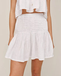 Bella Dahl Pintuck Mini Skirt in White 1 - Bliss Boutiques