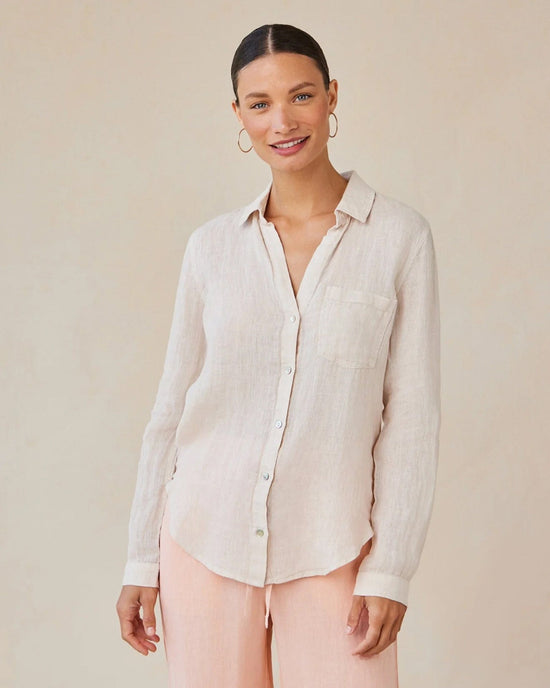 Bella Dahl Pocket Button Down in Linen Sand 