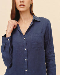 Bella Dahl Pocket Button Down in Midnight Surf 2 - Bliss Boutiques