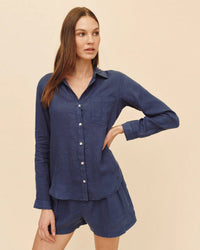 Bella Dahl Pocket Button Down in Midnight Surf 1 - Bliss Boutiques