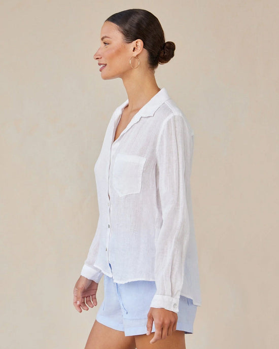 Bella Dahl Pocket Button Down in White 