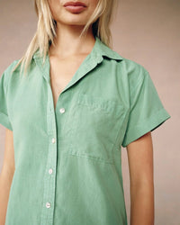 Bella Dahl Roll Sleeve Pocket Shirt Dress in Summer Green 