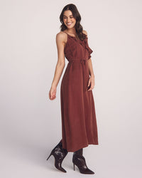 Bella Dahl Ruffle Cami Midi Dress in Harvest Red 