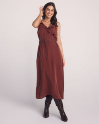 Bella Dahl Ruffle Cami Midi Dress in Harvest Red 