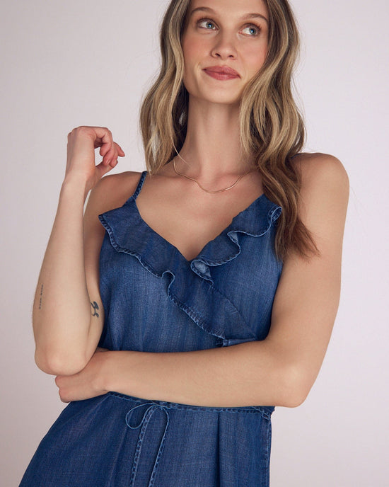 Bella Dahl Ruffle Cami Midi Dress in Moonlit Wash 