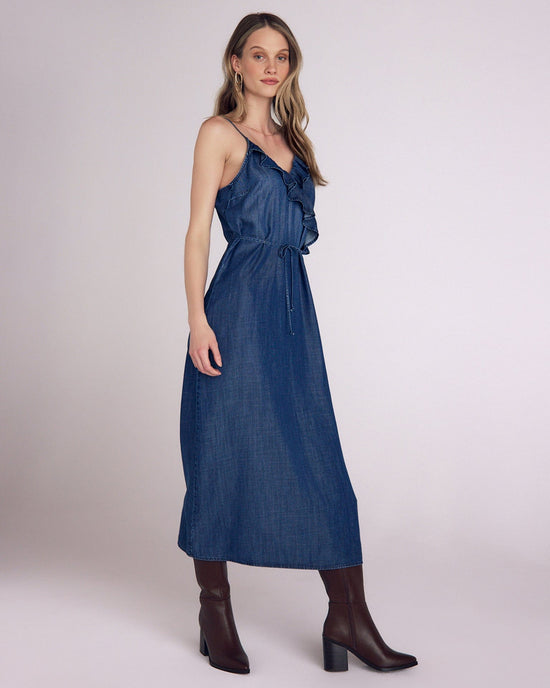 Bella Dahl Ruffle Cami Midi Dress in Moonlit Wash 
