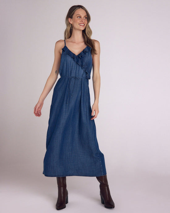 Bella Dahl Ruffle Cami Midi Dress in Moonlit Wash 