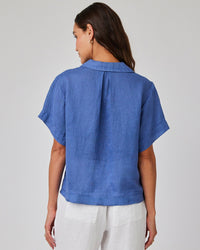 Bella Dahl Short Sleeve Flowy Button Down in Antique Indigo 