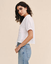 Bella Dahl Short Sleeve Puritan Collar Shirt in White 4 - Bliss Boutiques