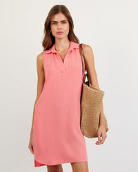 Bella Dahl Sleeveless A - Line Dress in Wild Coral 2 - Bliss Boutiques