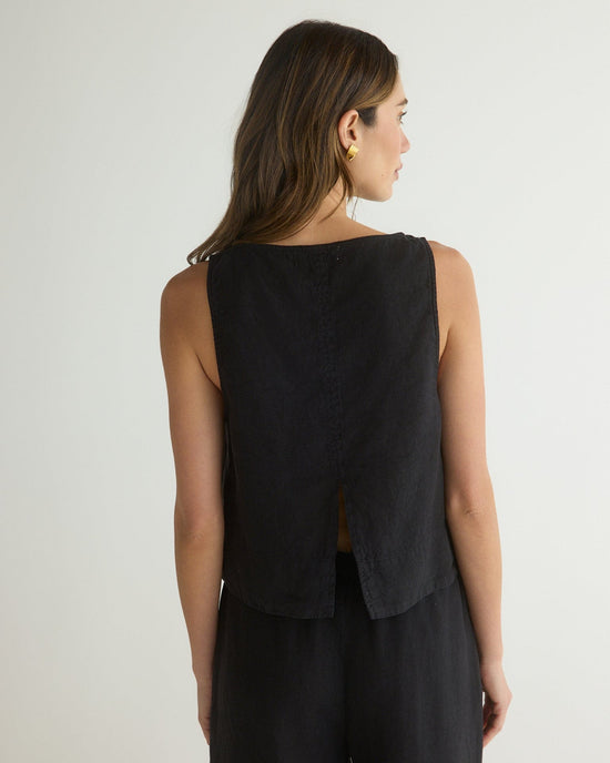 Bella Dahl Clothing Sleeveless Boat Neck Split Back in Black