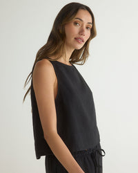 Bella Dahl Clothing Sleeveless Boat Neck Split Back in Black