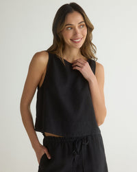 Bella Dahl Clothing Sleeveless Boat Neck Split Back in Black