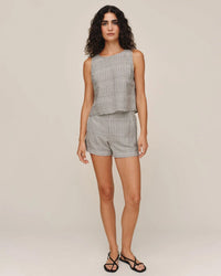 Bella Dahl Sleeveless Boat Neck Split Back in Hatch Stripe 2 - Bliss Boutiques