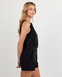 Bella Dahl Sleeveless Boat Neck Split Back in Vintage Black 2 - Bliss Boutiques