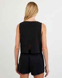Bella Dahl Sleeveless Boat Neck Split Back in Vintage Black 3 - Bliss Boutiques