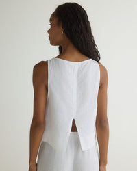 Bella Dahl Sleeveless Boat Neck Split Back in White 