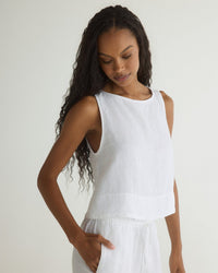 Bella Dahl Sleeveless Boat Neck Split Back in White 