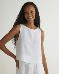 Bella Dahl Sleeveless Boat Neck Split Back in White 