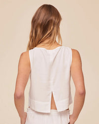 Bella Dahl Sleeveless Boat Neck Split Back in White 4 - Bliss Boutiques