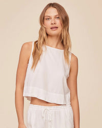 Bella Dahl Sleeveless Boat Neck Split Back in White 1 - Bliss Boutiques
