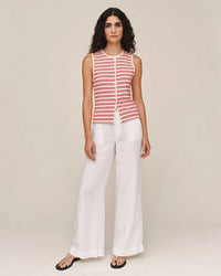 Bella Dahl Sleeveless Fitted Button Down Top in Sunset Sail Stripe 2 - Bliss Boutiques