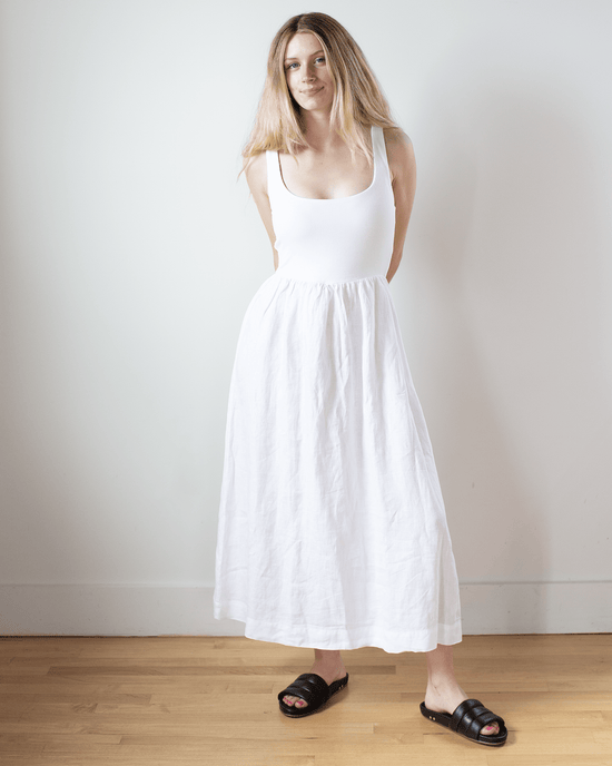 Bella Dahl Sleeveless Knit Combo Dress in White 