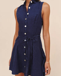 Bella Dahl Sleeveless Seamed Shirtdress in Nautical Night 2 - Bliss Boutiques