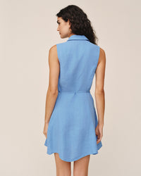Bella Dahl Sleeveless Seamed Shirtdress in Ocean Blue 4 - Bliss Boutiques