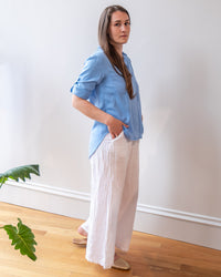Bella Dahl Split Back Button Down in Tidal Blue 4 - Bliss Boutiques