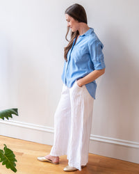 Bella Dahl Split Back Button Down in Tidal Blue 2 - Bliss Boutiques