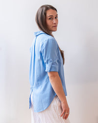 Bella Dahl Split Back Button Down in Tidal Blue 5 - Bliss Boutiques
