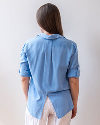 Bella Dahl Split Back Button Down in Tidal Blue 3 - Bliss Boutiques