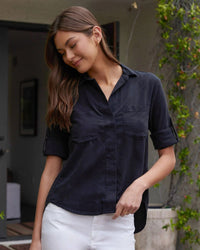Bella Dahl Split Back Button Down in Vintage Black 