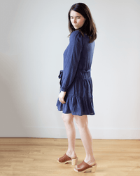 Bella Dahl Tiered Mini Dress w/ Belt in Nautical Navy 