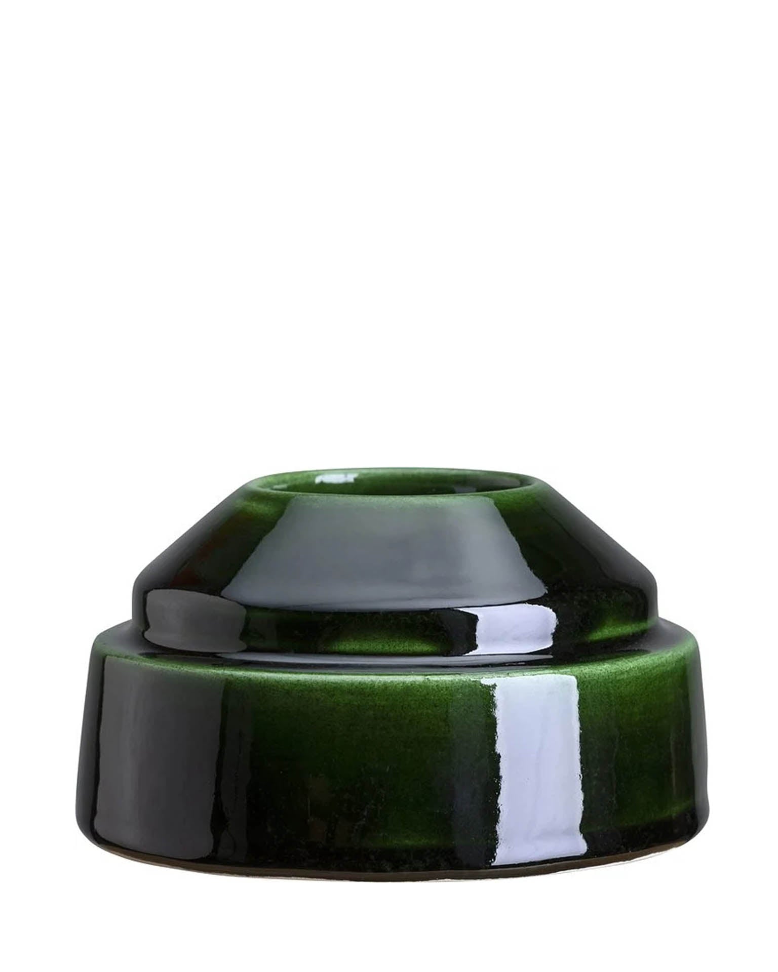 Hoff Glazed Candleholder in Emerald Green