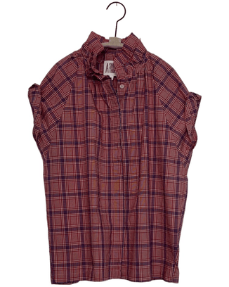 A Shirt Thing Clothing Stella Blouse - Plaid in Rouge