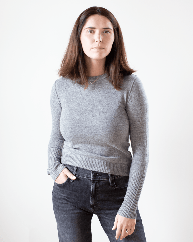 Autumn Cashmere Clothing Raw Edge Crew in Cement