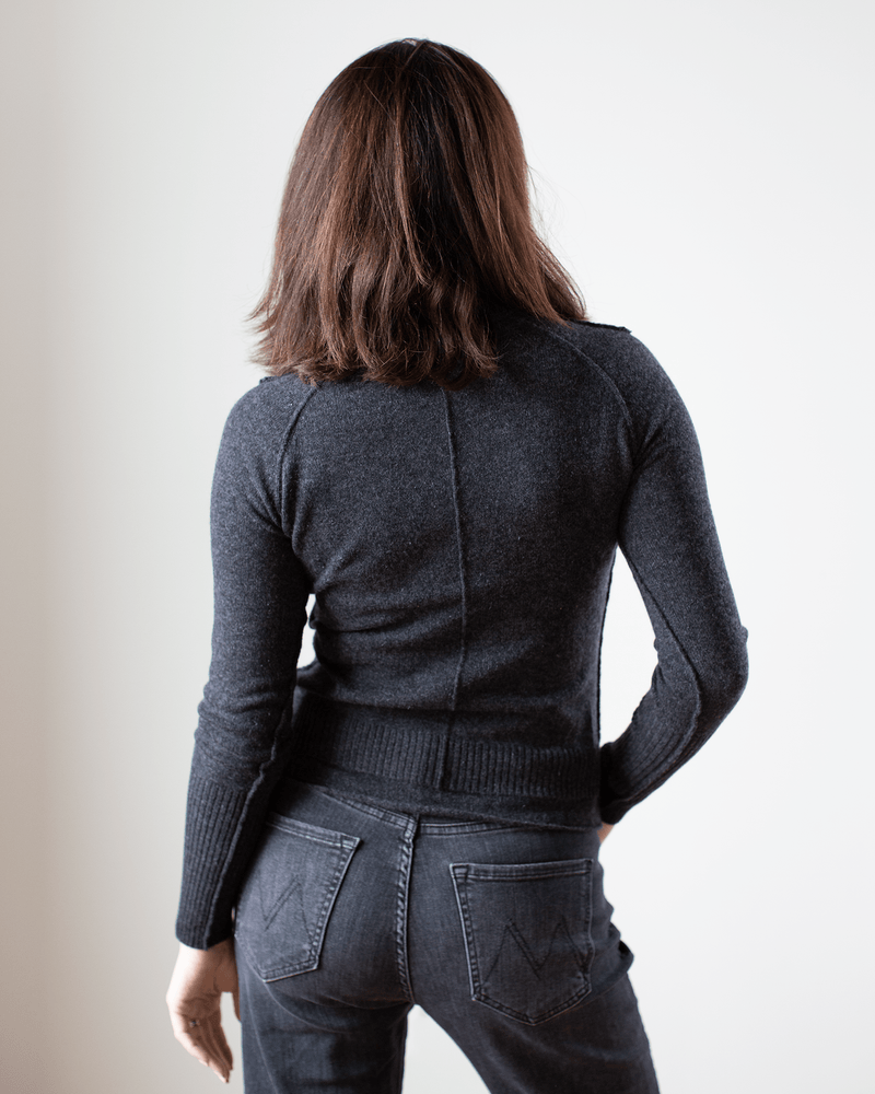 Autumn Cashmere Clothing Raw Edge Crew in Pepper