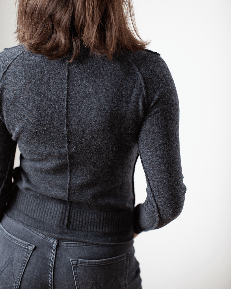 Autumn Cashmere Clothing Raw Edge Crew in Pepper
