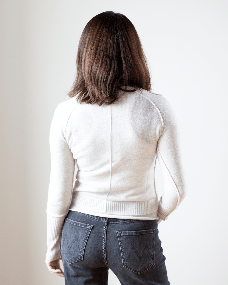 Autumn Cashmere Clothing Raw Edge Crew in Sleet