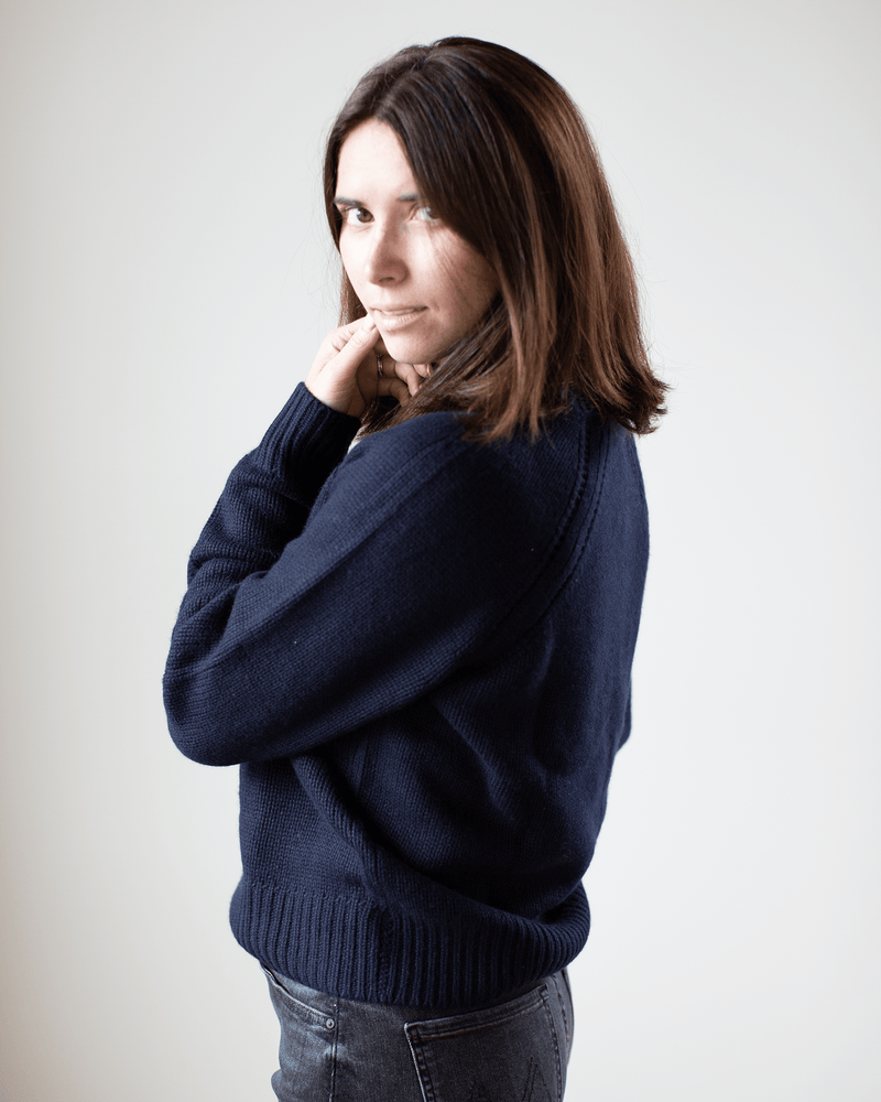Autumn Cashmere Clothing Relaxed Open Raglan Crew in Peacoat
