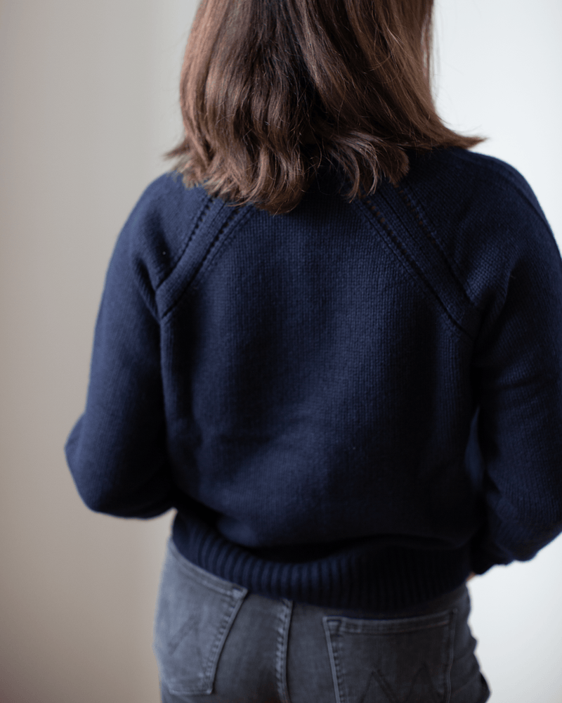 Autumn Cashmere Clothing Relaxed Open Raglan Crew in Peacoat