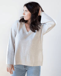 Autumn Cashmere Clothing Relaxed V w/ Side Slits in Sleet