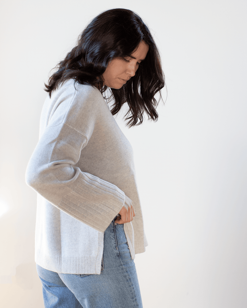 Autumn Cashmere Clothing Relaxed V w/ Side Slits in Sleet